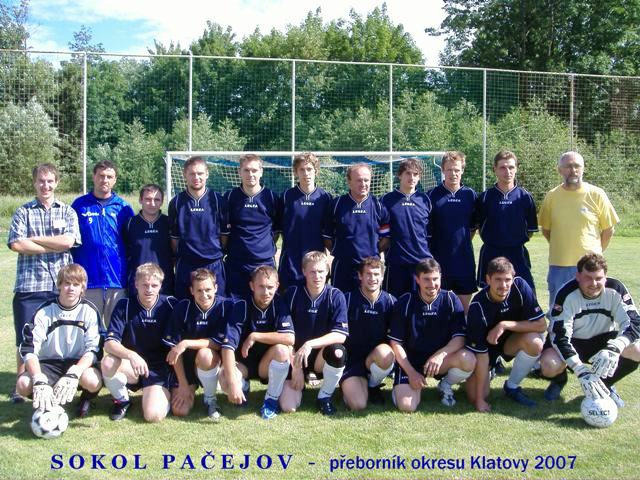 Sokol  Pačejov  muži - přeborník okresu pro roč. 2006/2007
